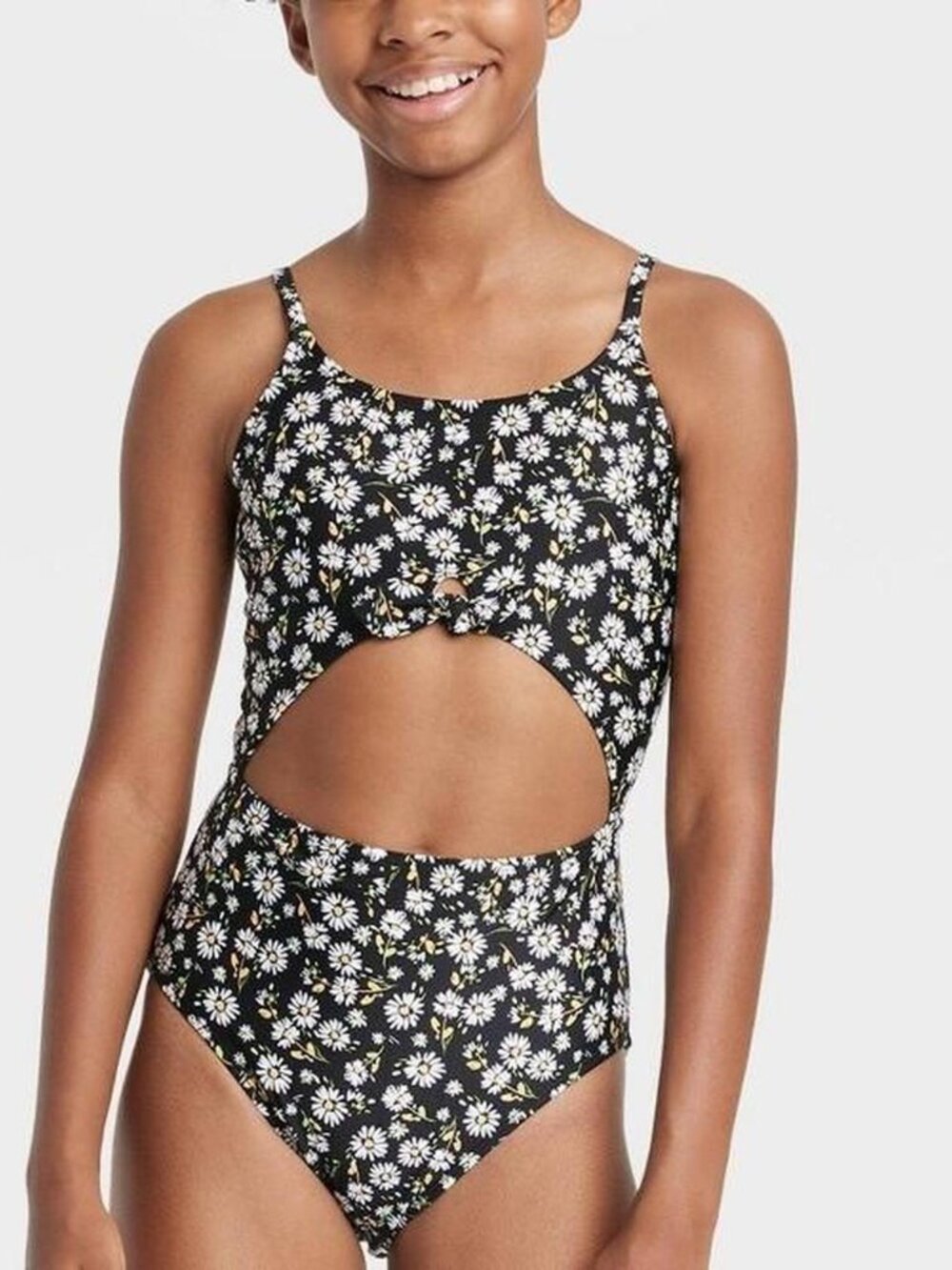 Art Class Girls' Daisy Bloom Floral Print One Piece Swimsuit - Sz S